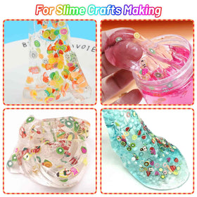 Acejoz slime close-up with embedded fruit slices enhancing tactile play appeal