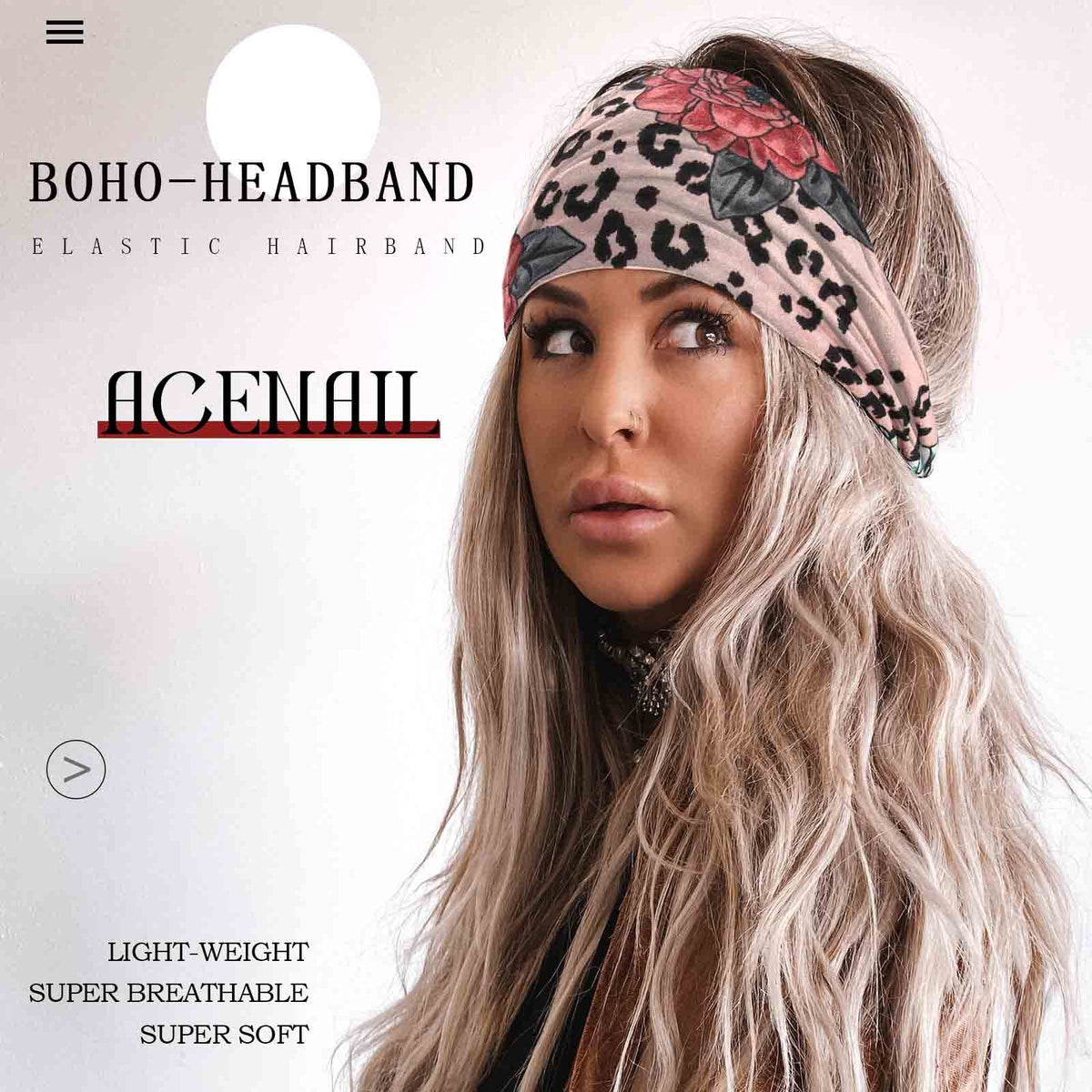 Acenail in use during yoga keeping hair away and absorbing sweat