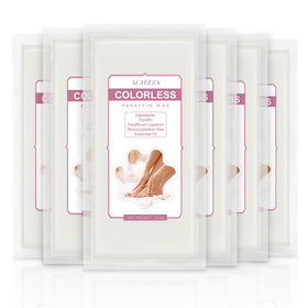 Achzzy front view of six unscented paraffin wax blocks, shows pack value and clarity