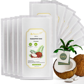 achzzy front packaging coconut paraffin showing 12-pack and scent benefit