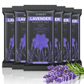 Achzzy front packaging showing lavender wax blocks and benefits