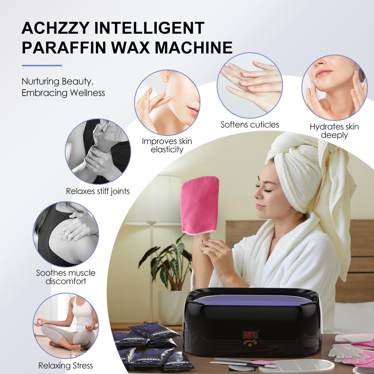 Achzzy hand dipping demonstration showcasing deep hydration benefit