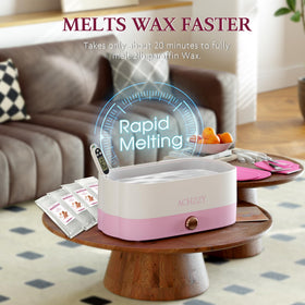 Person dipping hand into Achzzy melted paraffin, demonstrating easy at-home use