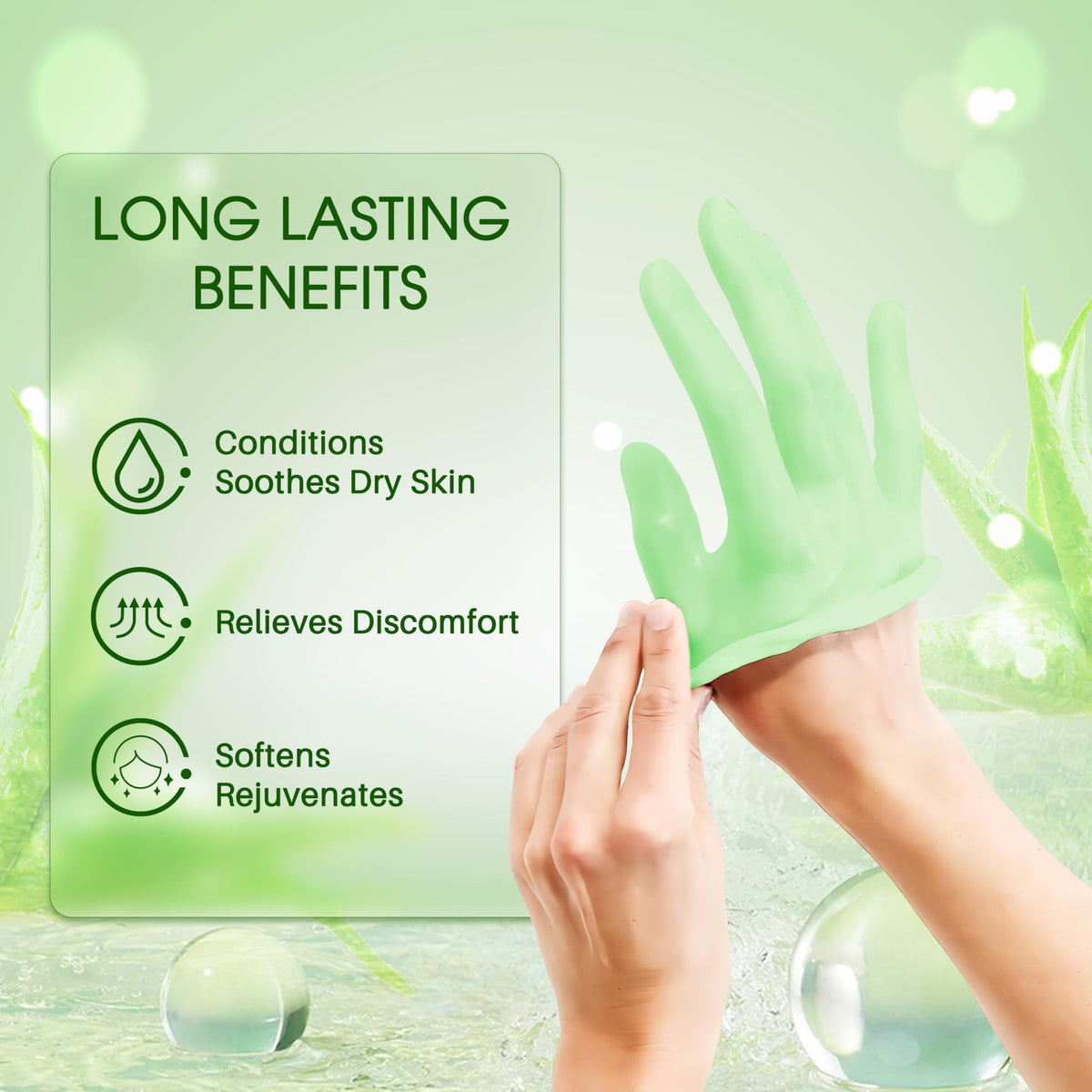 Achzzy product in use: hand dipped for softening and comfort