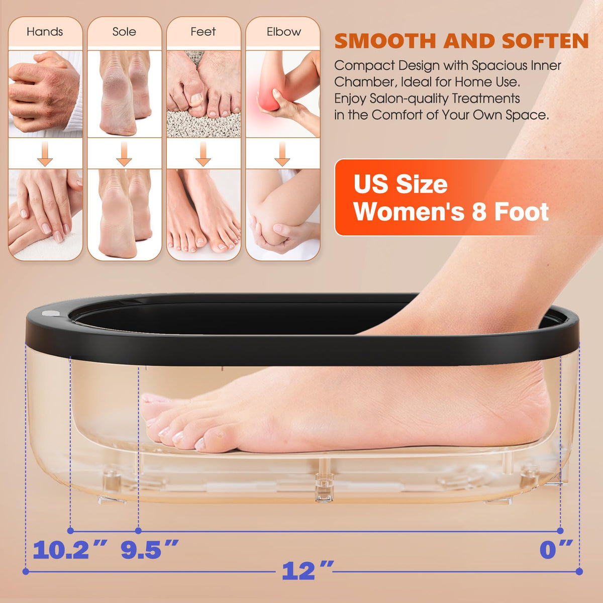 Achzzy inner chamber with measuring tape to show roomy 10.2-inch fit advantage