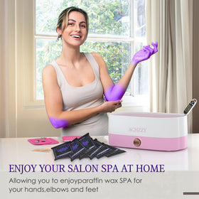 Achzzy spa-style bathroom with wax bath showing relaxing experience