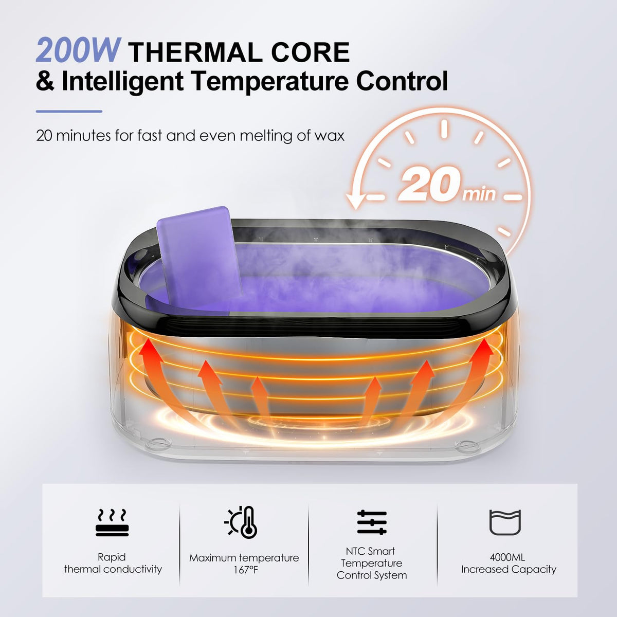 Achzzy open tub demonstrating 4000ml capacity for multiple treatments