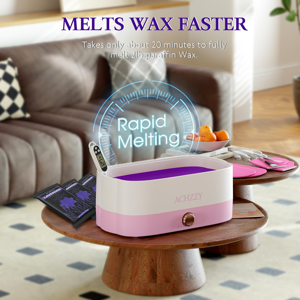Achzzy melted paraffin in heater bowl demonstrating fast melting at low temp