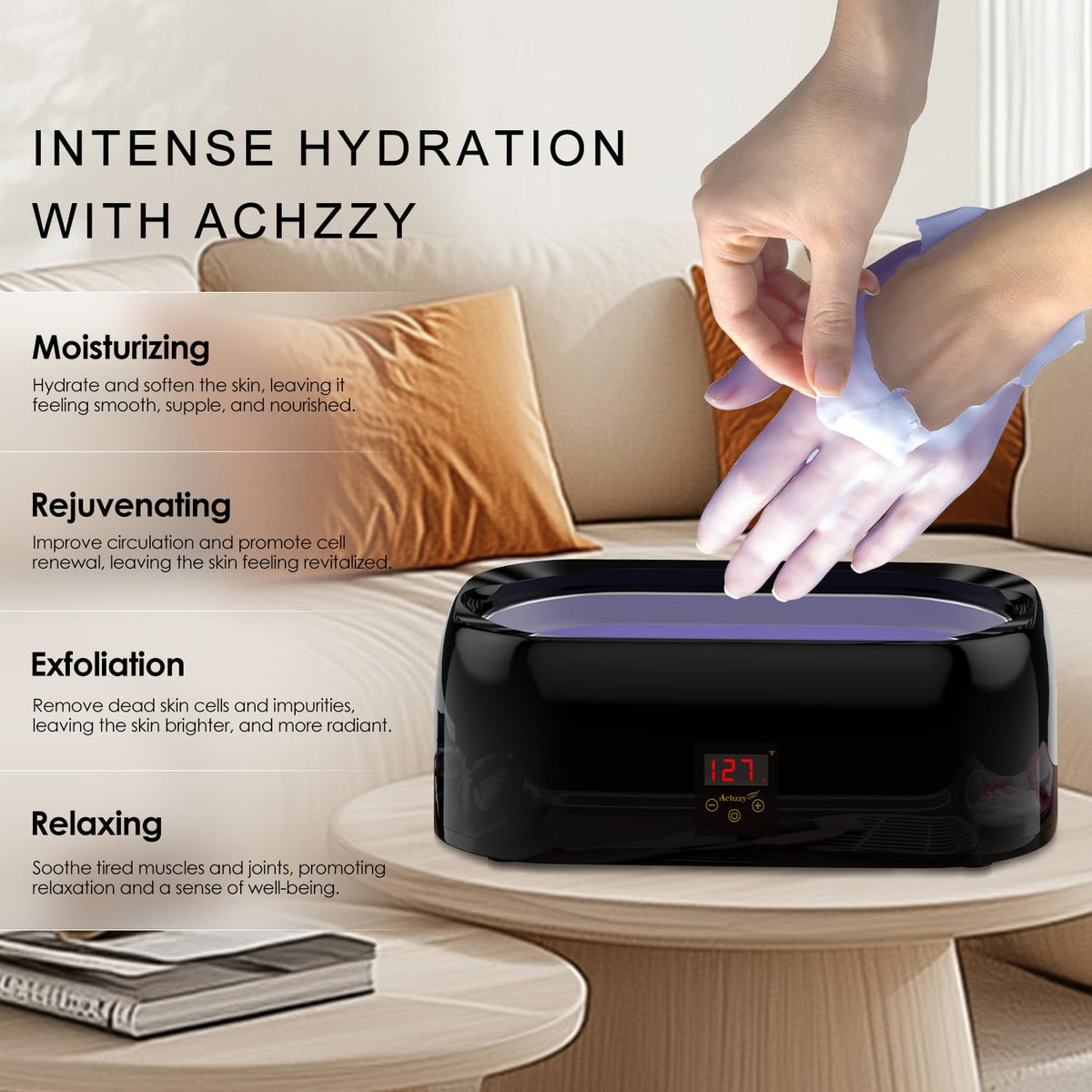 Achzzy wax melting in the basin showing fast melt and smooth texture