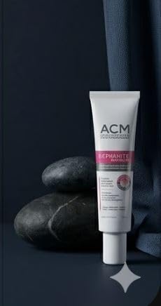 ACM Depiwhite on bathroom counter in lifestyle scene promoting daily skincare routine