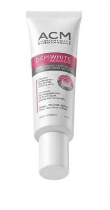 ACM Depiwhite tube beside a coin showing 40 ml compact size and travel convenience