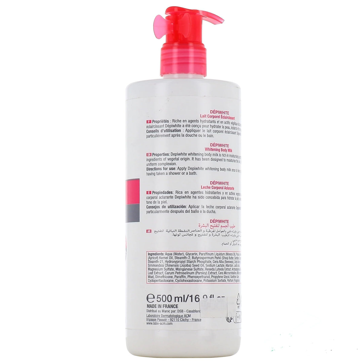 ACM Dépiwhite lotion texture close-up illustrating smooth, fast-absorbing finish