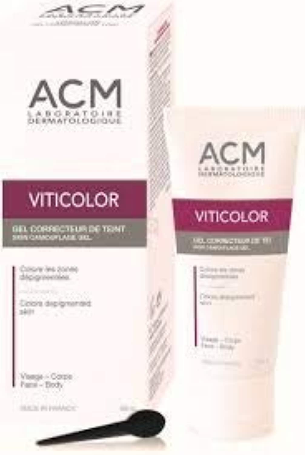 ACM Viticolor before and after on arm in lifestyle scene, natural blending benefit