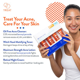 AcneFree benzoyl peroxide cleanser pump close-up highlighting easy dispensing