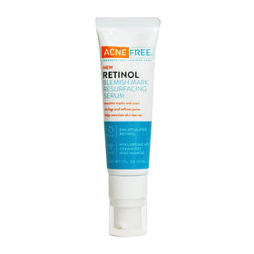 AcneFree front bottle clear label showing product and simple packaging benefit: easy identification