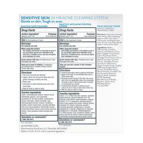 AcneFree three-step kit lined up to show cleanser, toner, and lotion for routine simplicity