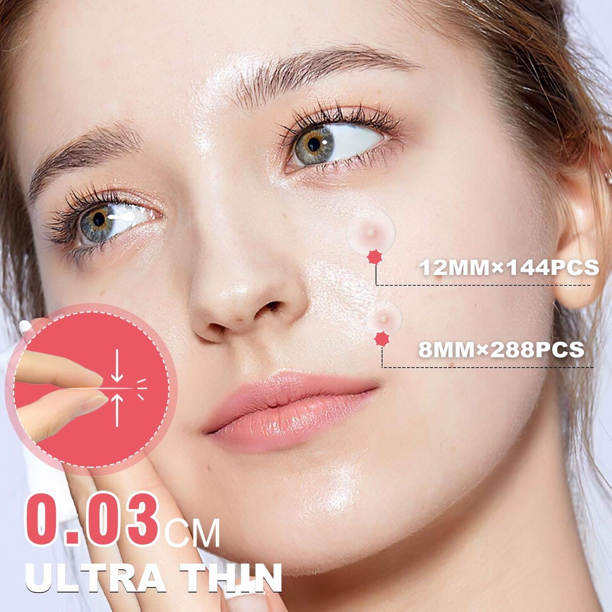 AcneGo patch applied on cheek showing discreet protection and healing