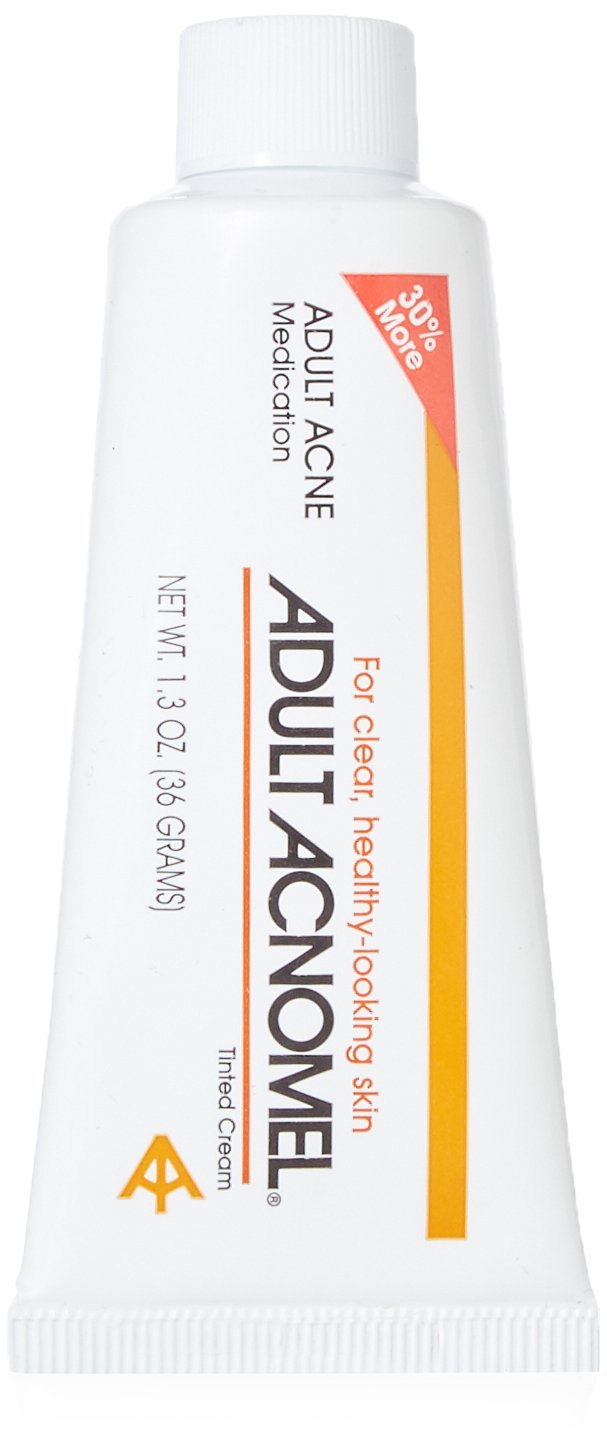 Adult Acnomel front tube showing label and net weight, clear product identity and benefit