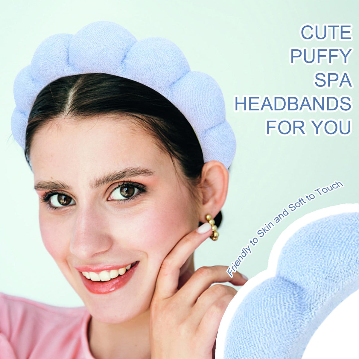 ACO-UINT hand stretching headband to show one-size fit and flexible comfort benefit