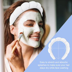 ACO-UINT worn by model during face wash showing hair kept back and splash protection