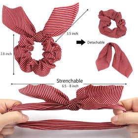 ACO-UINT scrunchie in hand illustrating 3.8-inch scale and stretch