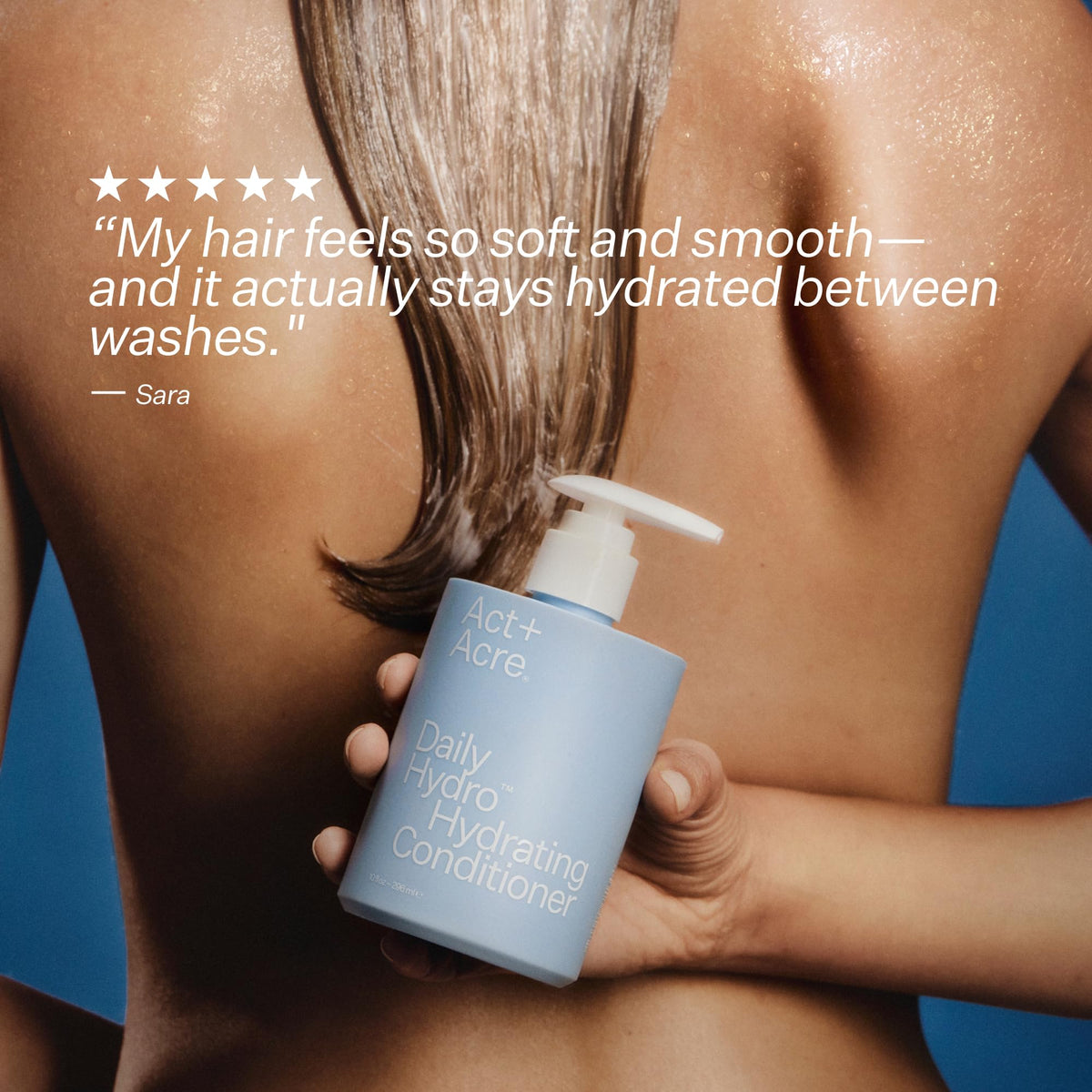 ACT+ ACRE applied to wet hair in shower for smoother manageability