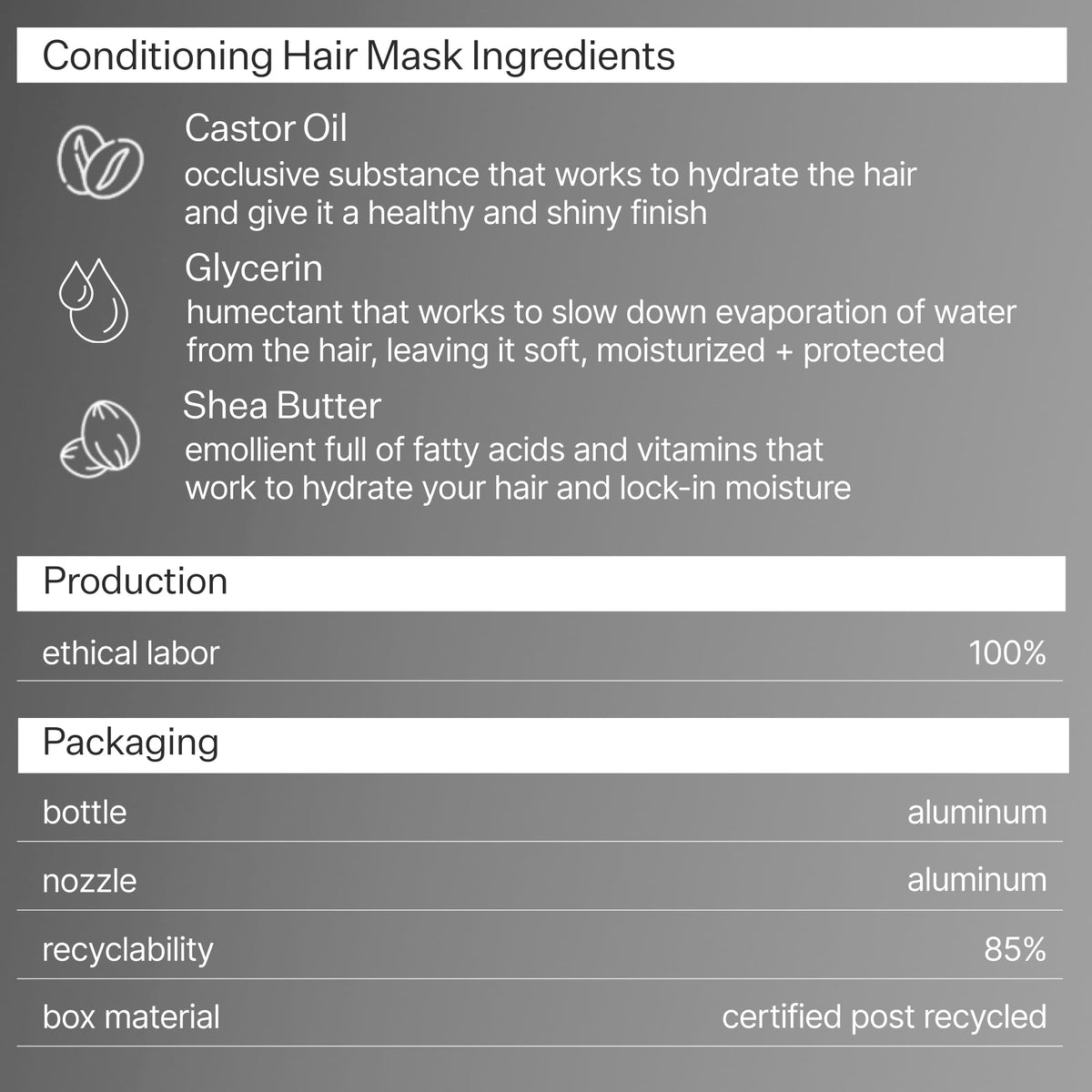 ACT+ ACRE back label close-up listing silicone-free, vegan, and cruelty-free features