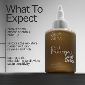 ACT+ ACRE ingredient bottle close-up highlighting cold-processed botanicals