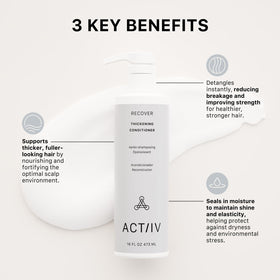 ACTIIV Recover conditioner creamy texture pouring from bottle demonstrating rich hydration without heaviness
