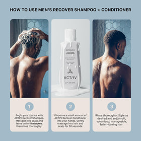ACTIIV Recover conditioner pouring in hand illustrating smooth detangling and hydration