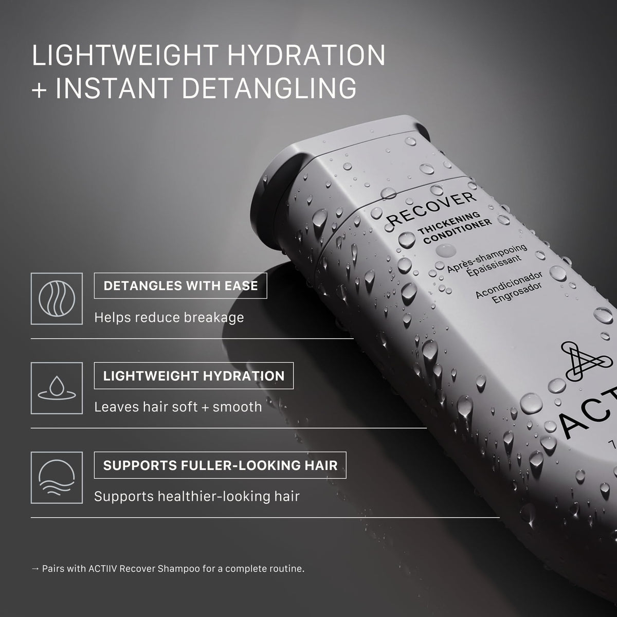 ACTIIV bottle nozzle detail for easy dispensing and control