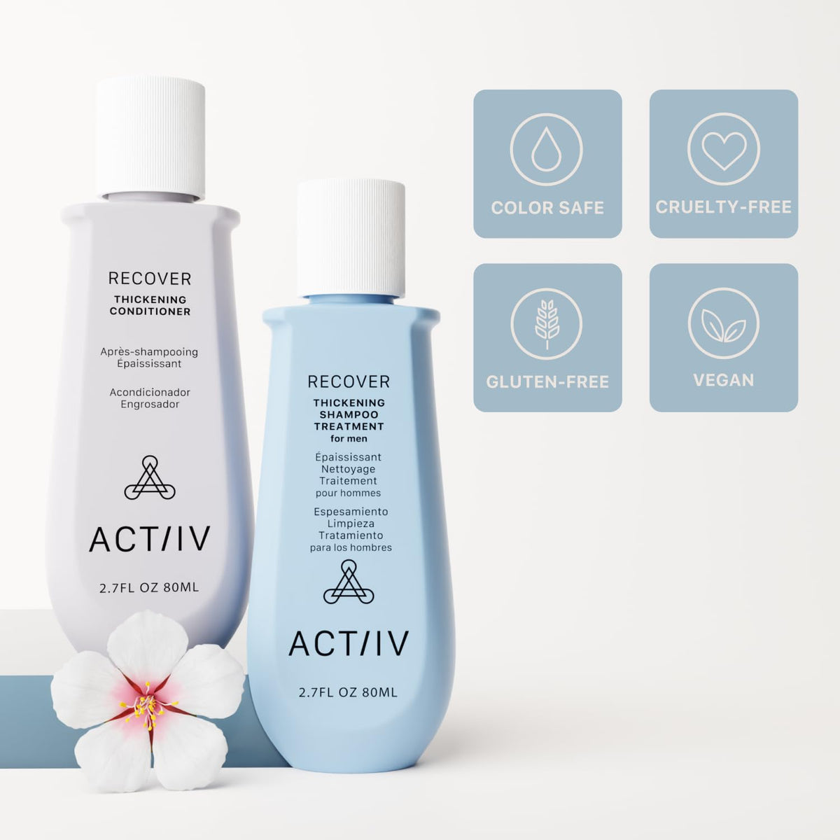 ACTIIV Recover duo placed in a travel toiletry bag showing portability and convenience