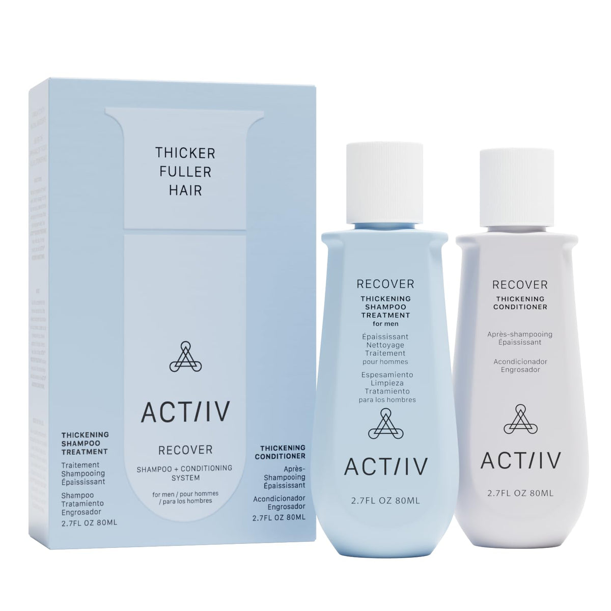 ACTIIV Recover travel duo front packaging showing compact bottles and labels, ideal for trips