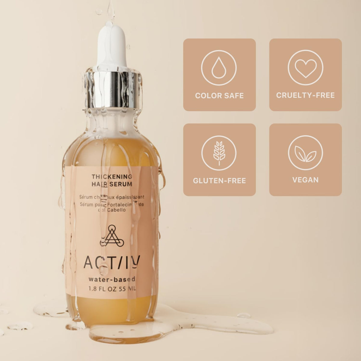 ACTIIV applied on hands to show spreadability and quick-absorbing benefit