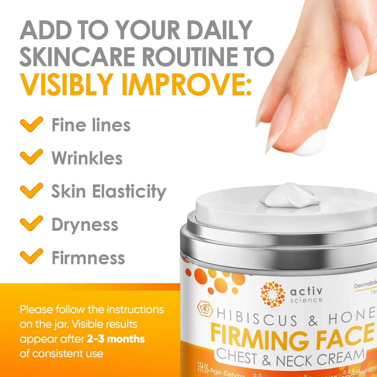 ACTIVSCIENCE applying neck cream demonstrating firming routine