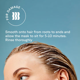 Acure Bonding Hair Mask next to a five-ounce scale for size comparison and travel convenience