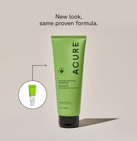 Acure conditioner texture on hand demonstrating lightweight hydration