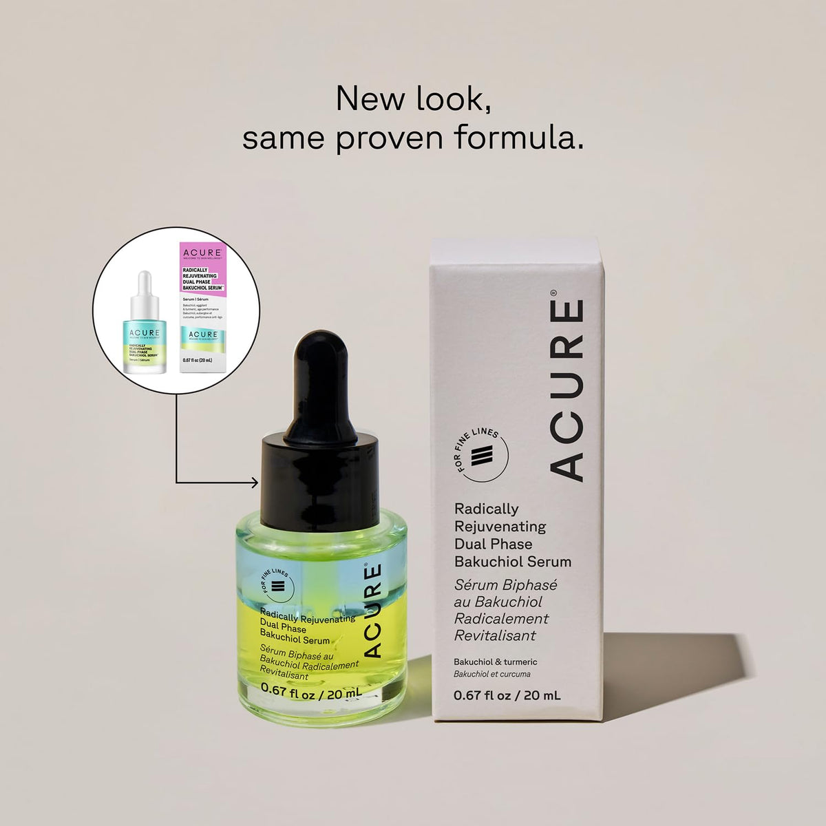 Acure dual phase serum dispensing from dropper, demonstrating controlled application benefit