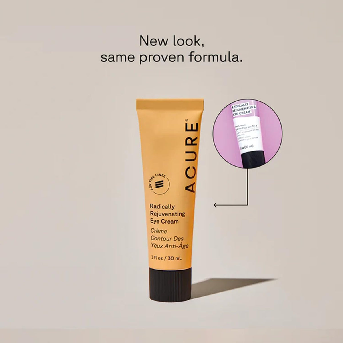 Acure eye cream open tube showcasing lightweight texture and absorbency