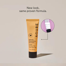 Acure eye cream open tube showcasing lightweight texture and absorbency