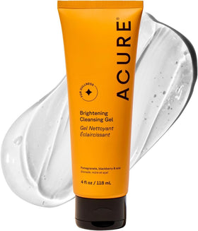 Acure front packaging brightening cleansing gel shows benefits and clean design