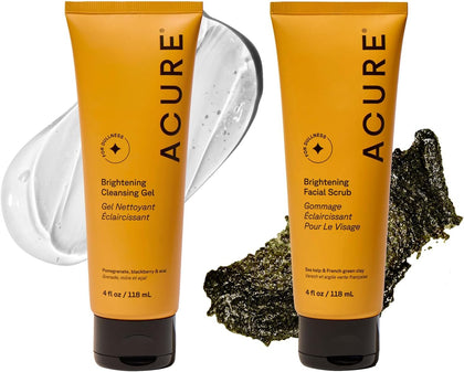 Acure front packaging duo showing both 4 fl oz bottles and brightening benefits