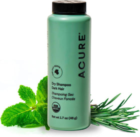 Acure front packaging mini dry shampoo showing compact travel convenience