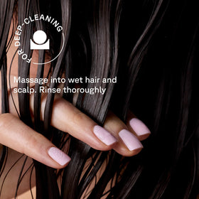 Acure model hair after wash showing smooth, volumized, manageable finish