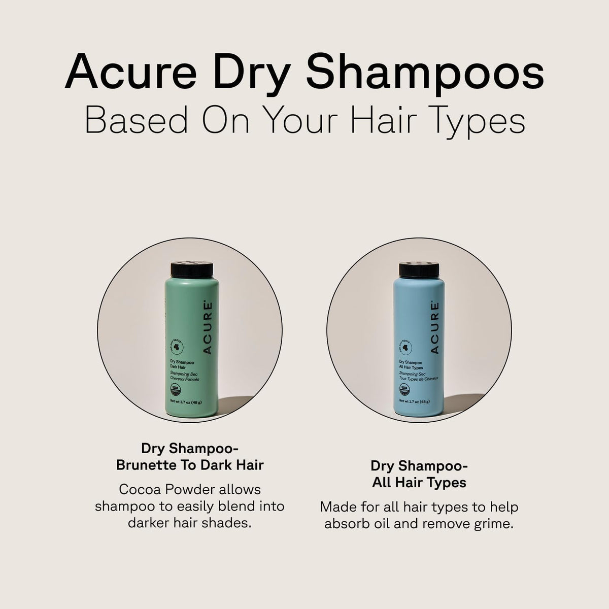 Acure before-and-after brunette hair showing revived roots and added volume benefit