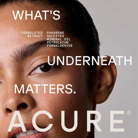 Acure displayed on bathroom shelf suggesting daily routine