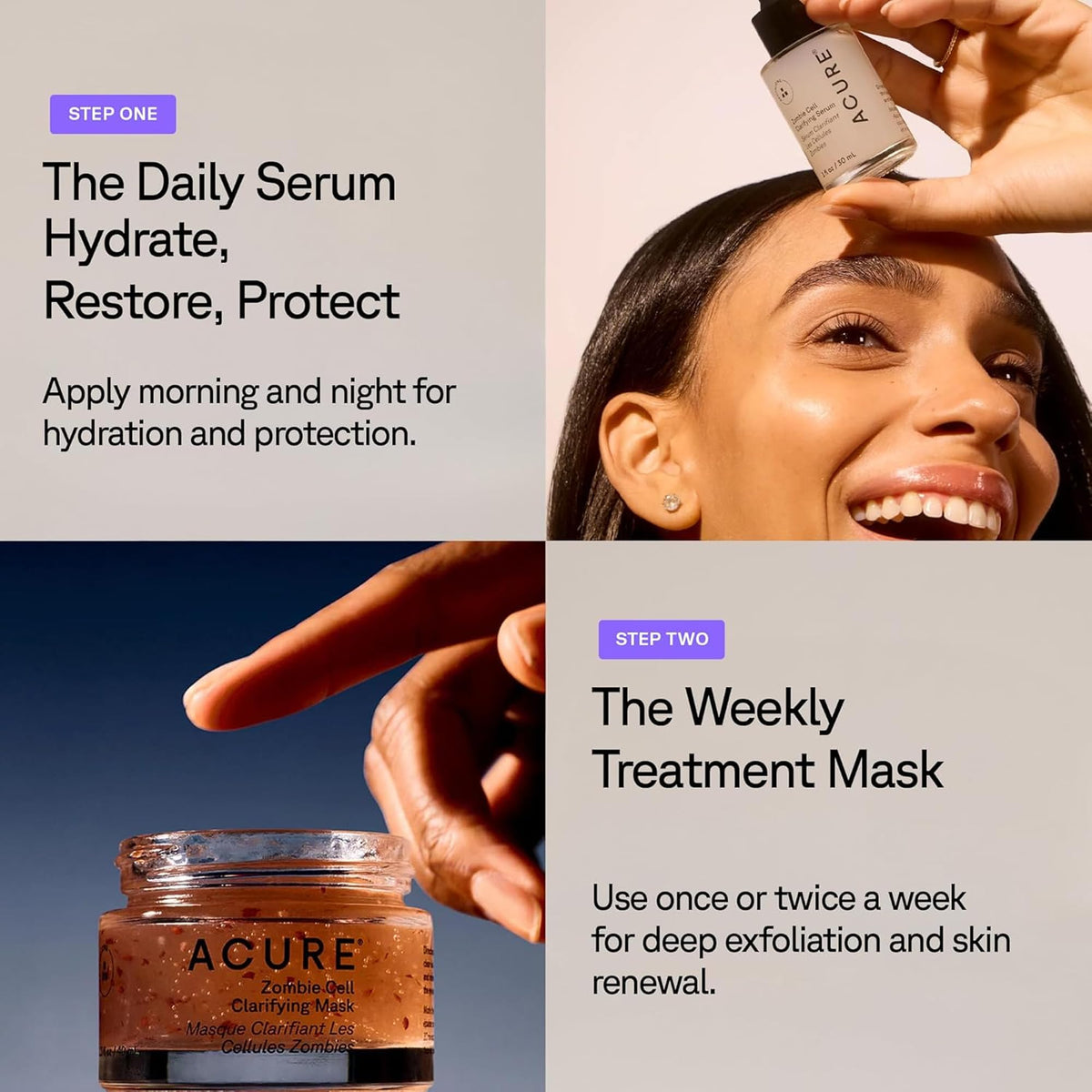 Application brush spreading Acure mask illustrating easy, mess-free use