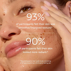 Close-up of mask texture showing Acure exfoliating clay and smooth consistency