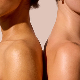 Acure before and after elbow showing smoother, brighter skin