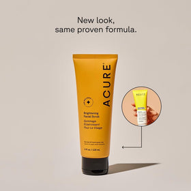 Acure texture close-up highlighting fine botanicals for gentle exfoliation
